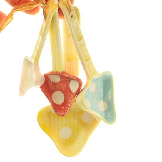 4-teiliges Keramik-Messlöffel-Set, Löffelhalter in Blumentopf-Form mit Pilzlöffeln, Niedliches Küchenwerkzeug für Reis, Backen, Valentinstagsgeschenk für sie