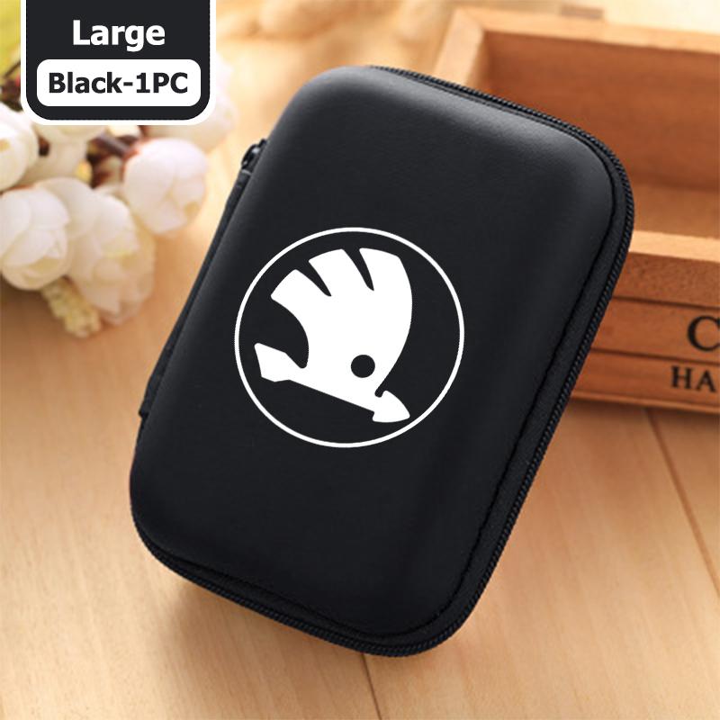 For Skoda Car Earphone Key Case Men Ladies Key Storage Bag Auto Accessories S Kodiaq Octavia 2 3 Yeti Karoq Rapid Fabia VII VRS kybf34