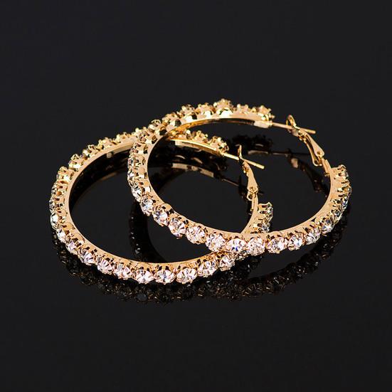 1 Pair Women Earrings Round Rhinestone Vintage Creative Hoop Earrings for Daily Wear