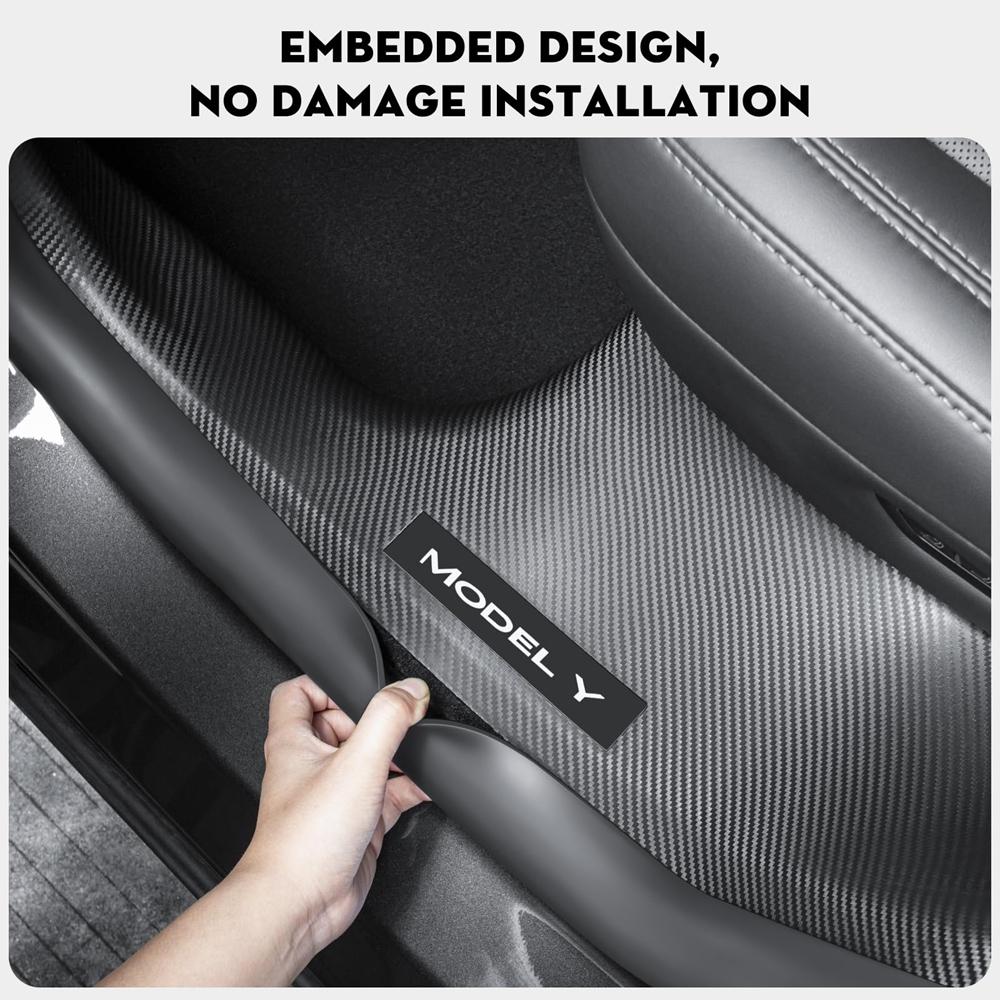 4 6 8PcsFor Tesla Model Y Juniper 2025 2026 Front Rear Door Sill Protector Threshold Strip Anti-kick Guard Panel Waterproof Pads