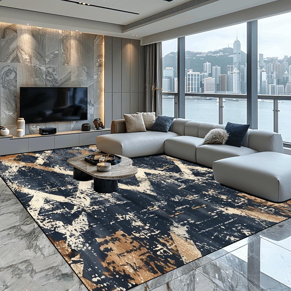 Modern Abstract Living Room Large Area Rug Decoration Home Carpet Soft Flannel Rugs for Bedroom Non-slip Sofa Side Floor Mats 