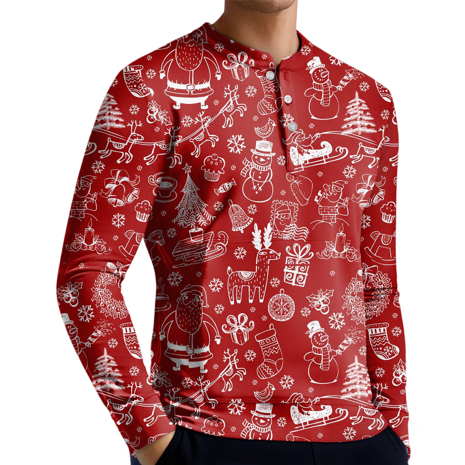 

Men s Casual Button-Down Sweatshirt Fashion Printed Long Sleeve Shirt Pullover L
