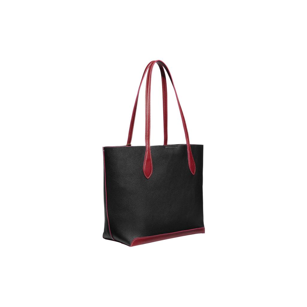 COACH Kia Pebbled Leather Tote Bag, Shopping Bag, Handbag, Shoulder Bag Large Women's Black CE734-B4M2