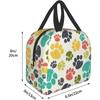 Cute Dog Paws Insulated Lunch Bag Colorful Hand Drawn Doodle Paw Prints Lunch Box Dog Lovers Cooler Thermal Reusable Tote