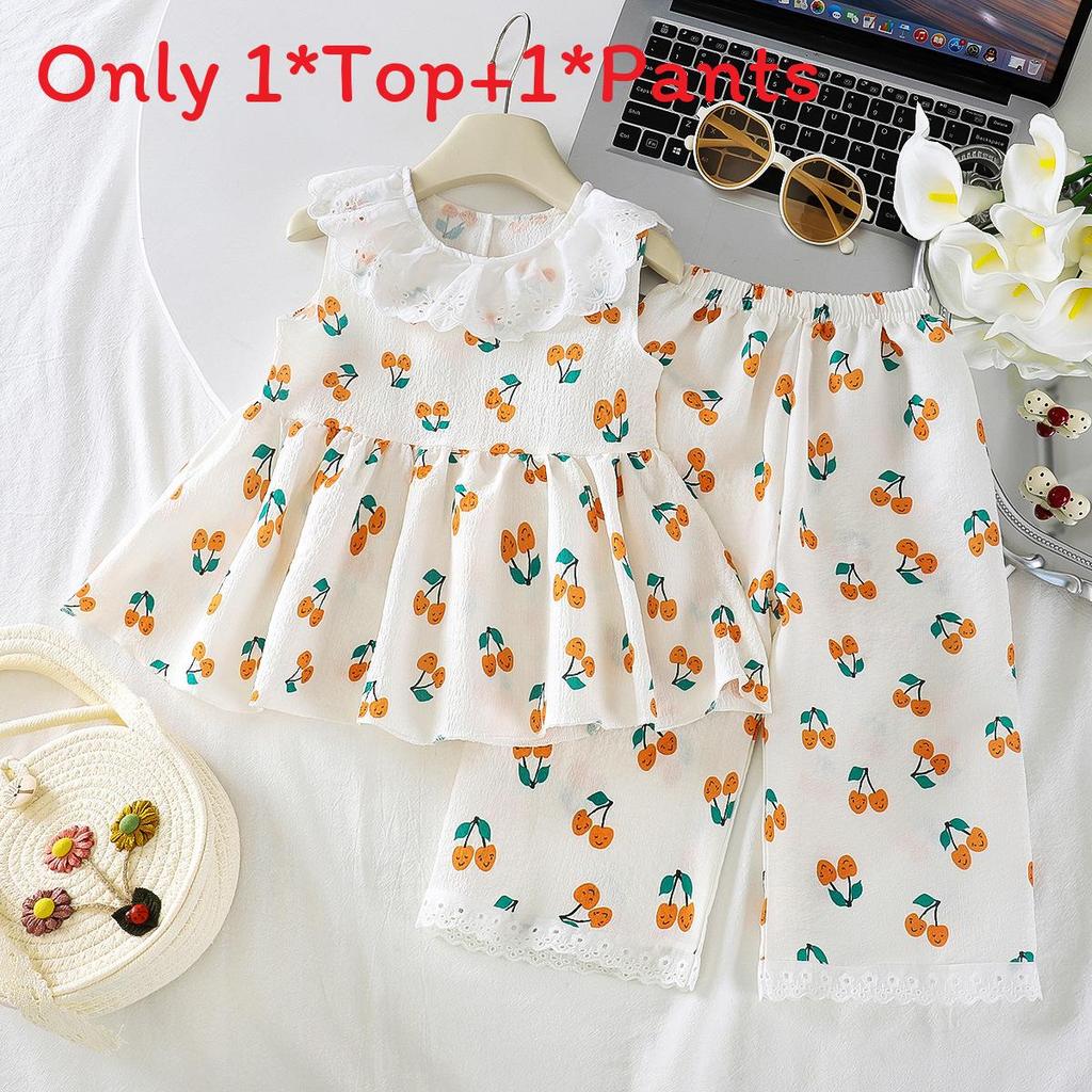 Girl Summer Floral Tank Top And Shorts Set With Soft Polyester For Toddler Playtime