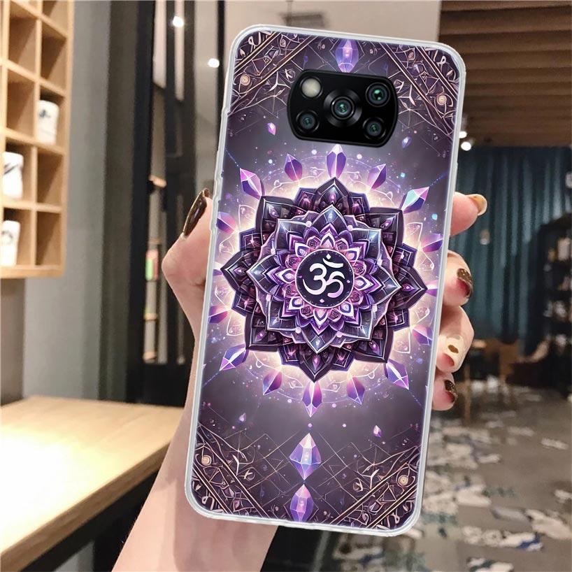 Mandala Chakra Insist Yoga Silicon Phone Case For Xiaomi Poco X3 Nfc X5 X6 X7 F7 Ultra F6 F5 Pro M6 M5S X4 F4 GT M4 M3 F3 Cover
