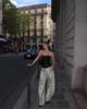 Modische Damen Jeans mit weitem Bein und Leopardenmuster - Retro-Waschung, Bodenlang, Locker, Lässig, Streetwear