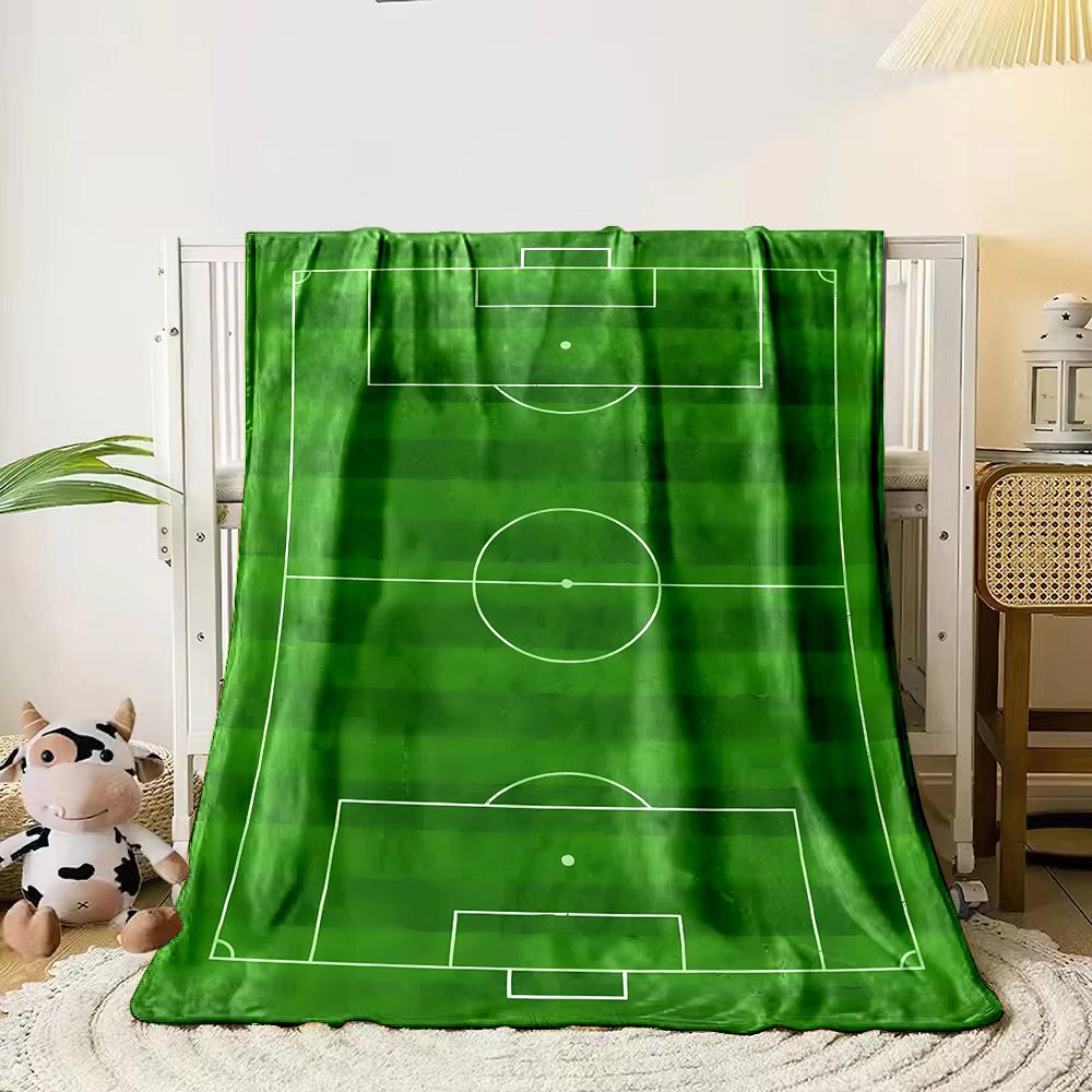 Soccer Field Themed Flannel Throw Blanket | Perfect for Football Fans - Ideal for Couch, Bed, Travel