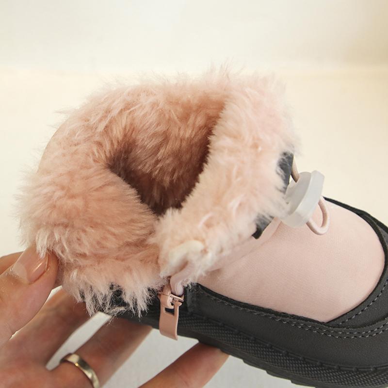 Children Snow Boots Girls Warm Plush Snow Boots Boys Toe Protection Non-slip Soft Sole Infant Boots Size 15-26