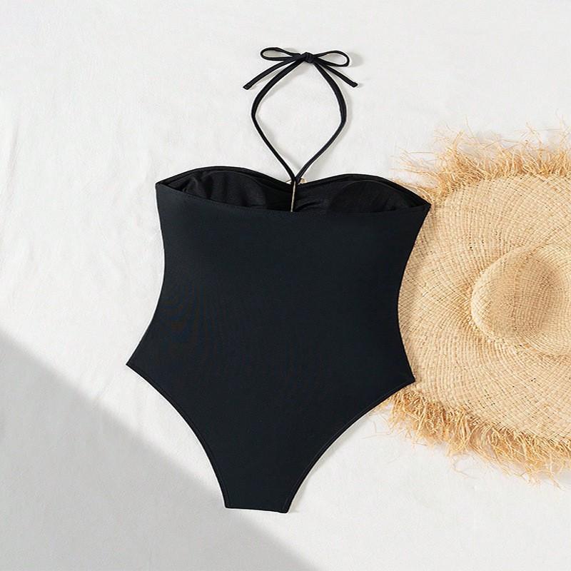 Sexy Backless One-piece Swimsuit Women's High-end Beach Bikini Solid Color