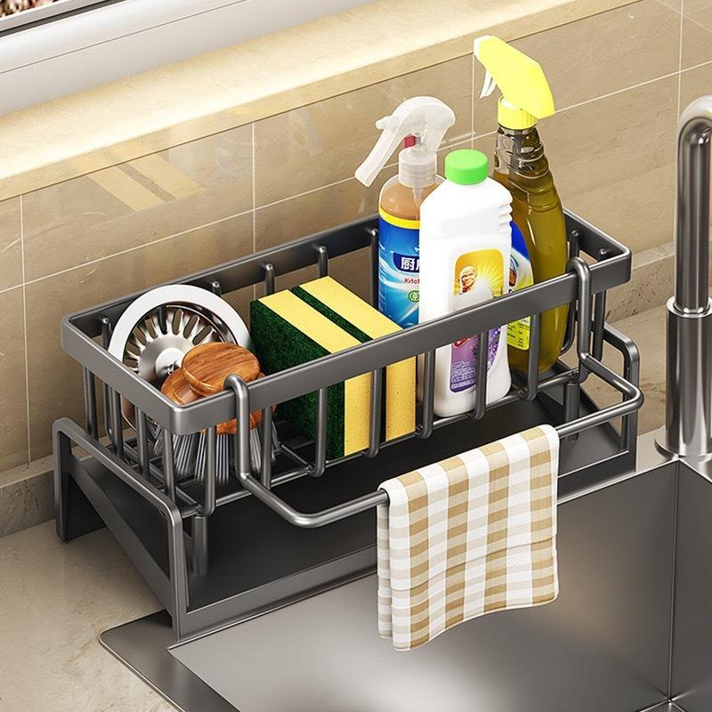 Sink Drain Rack Sponge Holder Sink Faucet Storage Soap Drainer Towel Rack Shelf Organizer Kitchen Accessories