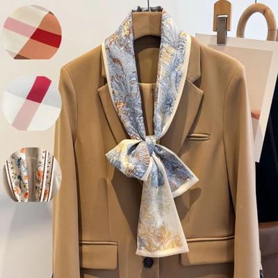Luxury Design Scarf For Women Soft Satin Headband Neckerchief Foulard Female Hair Scarfs Neck Tie Lady Skinny Scarves
