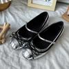 Designer Silvery Women Flats Shoes Concise Round Toe Eelgant Soft Sole Mary Jane Shoes