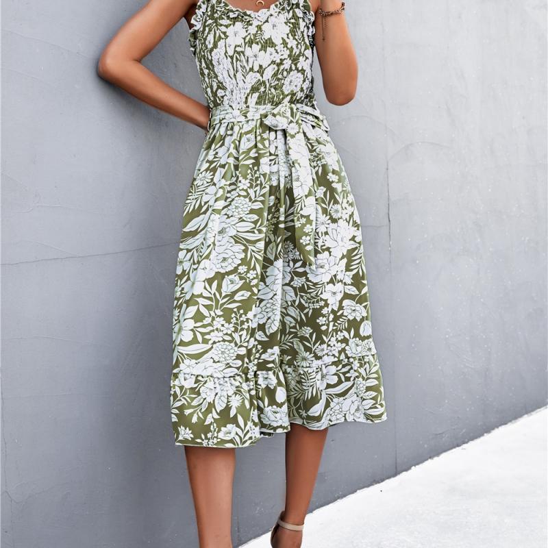 YYFS Damenmode, Sommer, Frühling, einfarbig, ärmellos, U-Ausschnitt, hohe Taille, Freizeitkleider