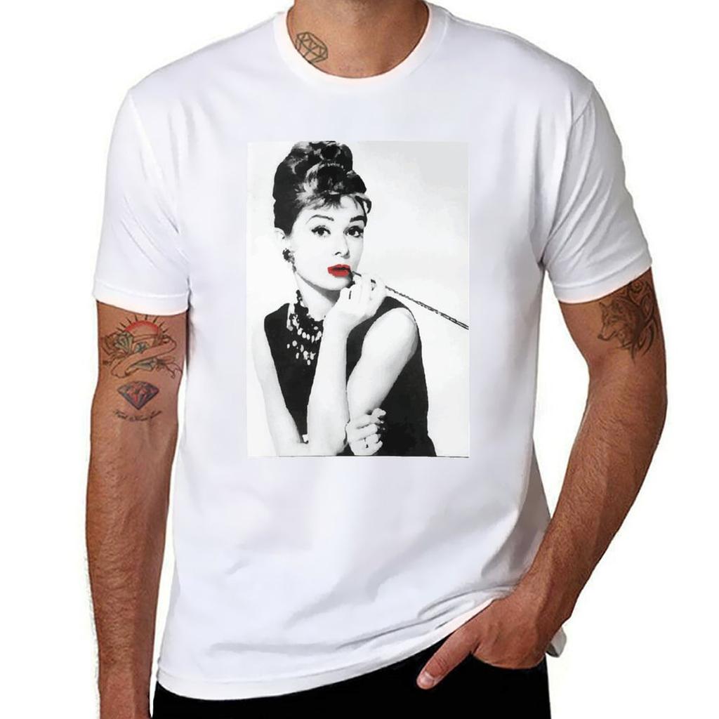 Audrey Hepburn TShirt Casual Simple Design Short Sleeve Shirt