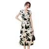 Mulberry band mulberry silk dress  women slim silk skirt noble printed lace-up silk dress