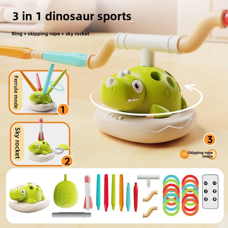 

3-In-1 Dinosaur Sport Entertainment Game Toy Multifunction Rope Skipping Machine Ferrule Jump Rocket Launcher Outdoor Training
