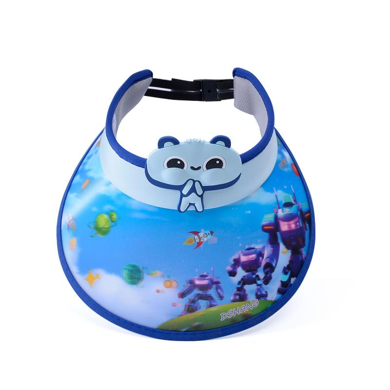 1103 cartoon cute 3D big eaves with fan children's hat boys and girls summer outdoor sunshade sun protection empty top hat