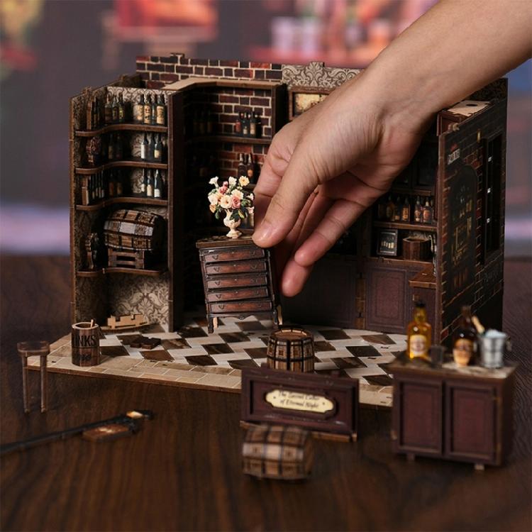 Wooden Miniature House Craft Book Nooks Kits Antique Bistro Doll House Assembly Set Toy For Crafts Lover And Collector