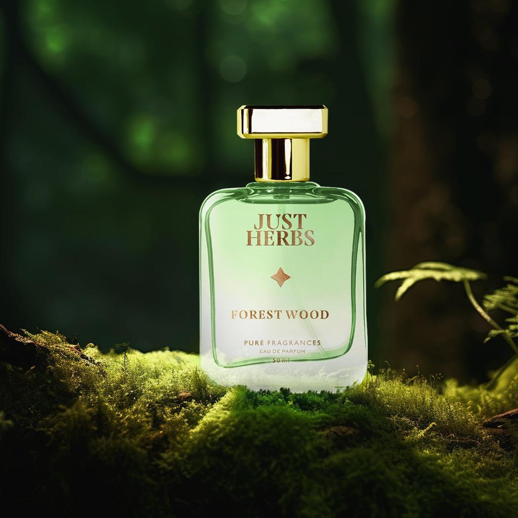 Just Herbs Energising Forest Wood Eau Da Parfum for Men and Women 50 ml | Long Lasting Body Spray Unisex Perfume