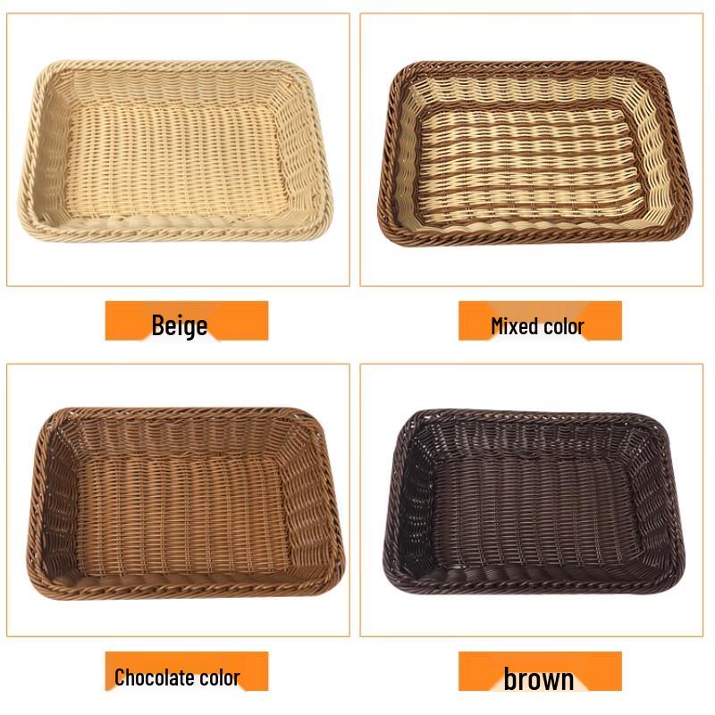 Cesti portaoggetti rettangolari in plastica effetto rattan Homeglen