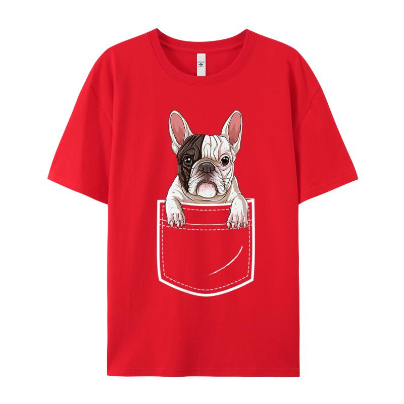 Premium Cotton Female Short Sleeve French Bulldog In Your Front T Shirts Graphic Tops Tees Cute Casual Round Collar Tops Shirts