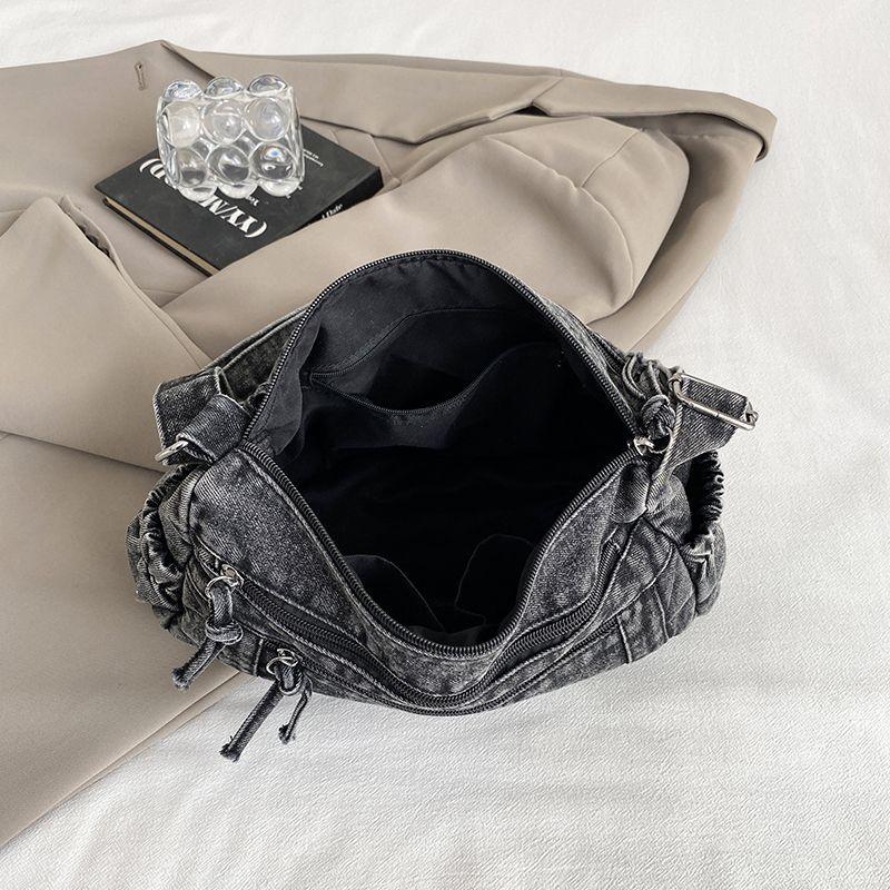 Single Shoulder Crossbody Bag Denim Retro Simple Casual Bag Large Capacity Versatile Bag for Women