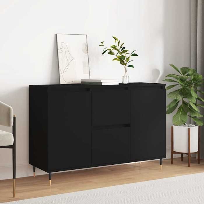 VidaXL Buffet, Armoire Latérale avec Pieds, Meuble de Rangement, Organisateur de Salon Salle de Séjour Intérieur, Noir Bois 827197