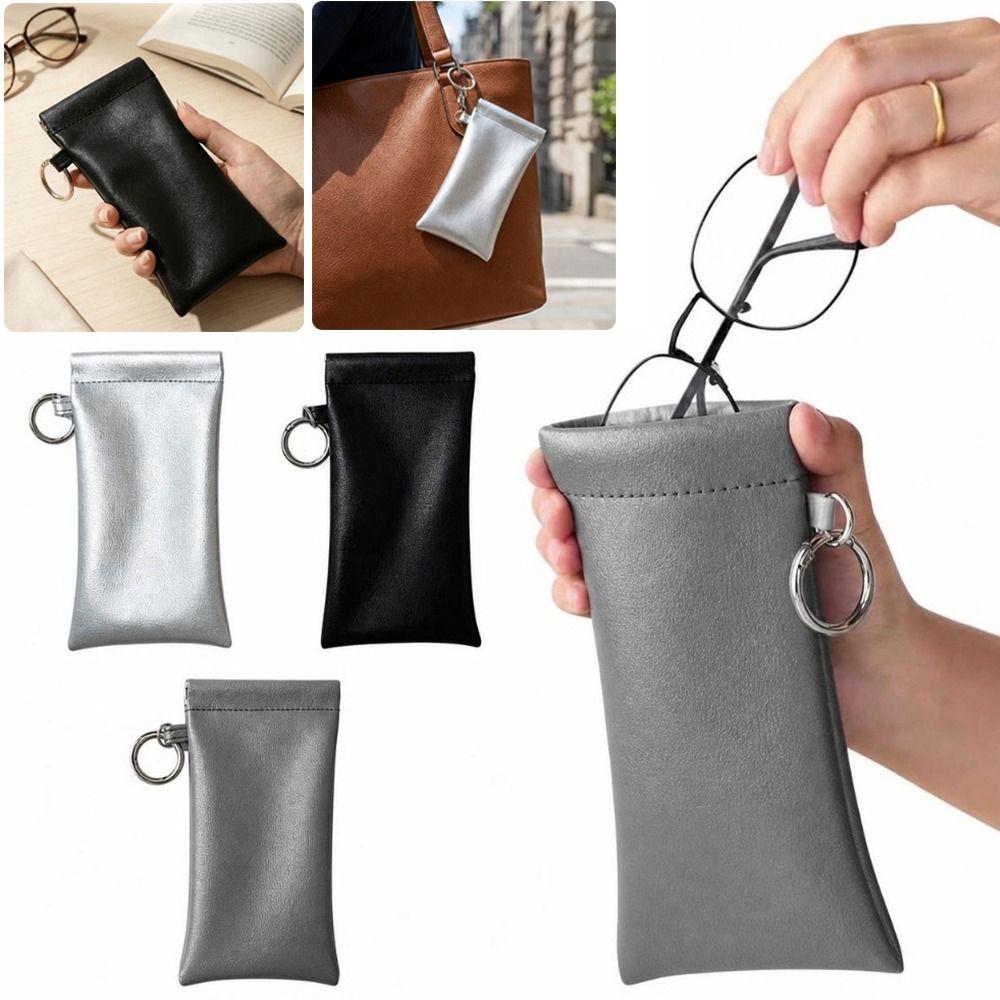 Hanging Glasses Storage Bag PU Leather Sunglasses Protective Cover  Eyewear Accessories