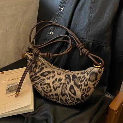 Niche Leopard Print Bag Autumn and Winter New Versatile Messenger Dumpling Bag Popular Croissant Bag