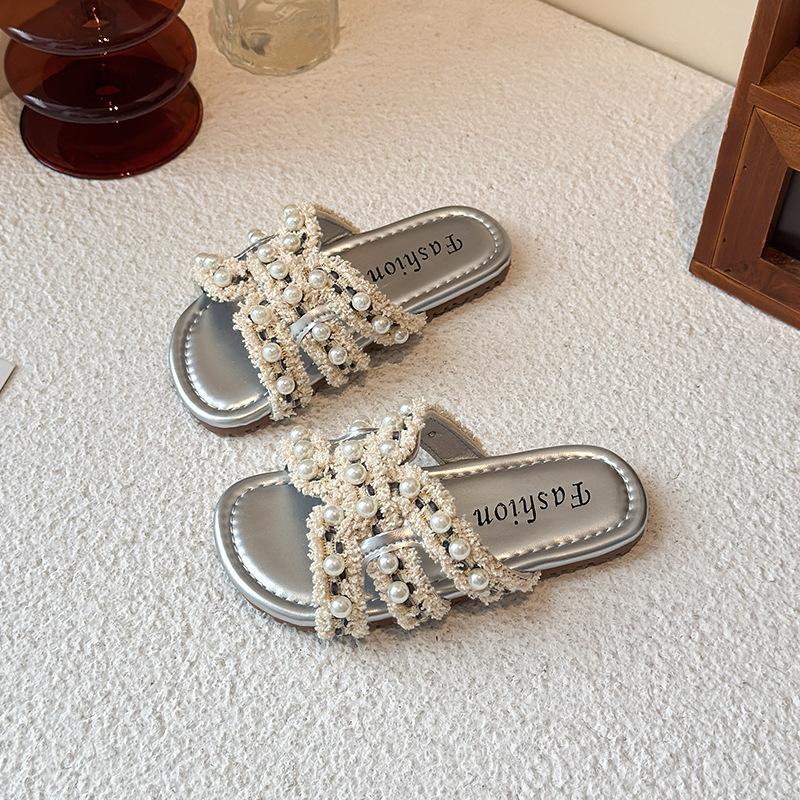 

Anti-slip Shoes and Slippers - New Style Flat-bottomed Girls Slippers 26 серебряный