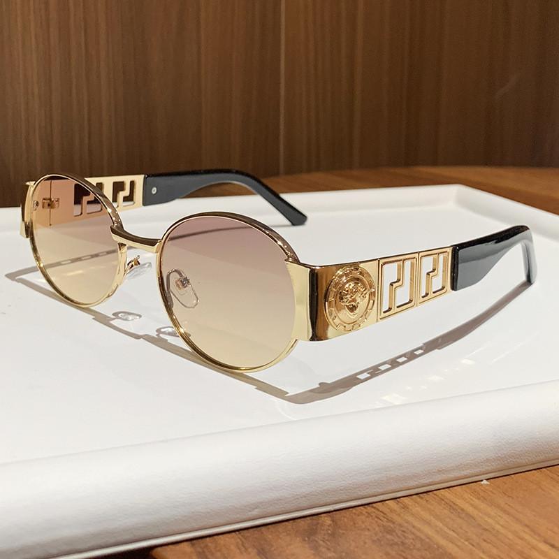 Metal Oval Frame Sunglasses With Pc Lenses For Fashionable Sun Protection And Outdoor Activities