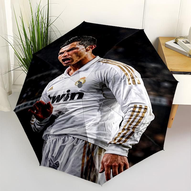 Ronaldo's Number Seven Glory Compact Travel Automatic Umbrella with 8-Rib Sturdy Construction Perfect for Outdoor Adventures Elegant Umbrella