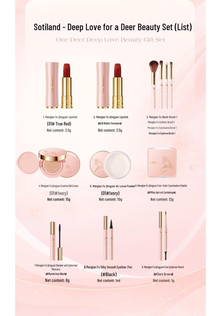 Sotilan One Deer Deep Affection Makeup Set: Lipstick and Cushion Gift for Wife/Girlfriend