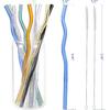 10 Pcs Reble Wavy Colorful Glass Straws,9''x8 Mm Shatter Resistant Cute Drinking Straws with 2 Cleaner Brush for Beverages,Coffee,Juice,Cocktail,Teas