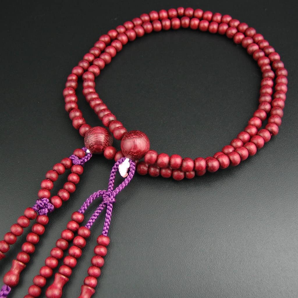Myorenka Soka Gakkai Prayer Beads for Women Purple Heart 8 Dimensions S Size Purple Natural Wooden Prayer Beads Double Prayer Beads Prayer Bag Set
