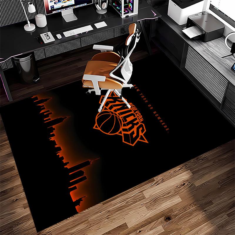 Knicks logo Print Area Rug - Soft, Washable Non-Slip Indoor Mat for Office Chairs, Living Room, Home Office Decorative Rug
