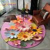 Dream Flower Art Daisy Rose Sunflower Cartoon Round Carpet Rug for Living Room Bedroom Kid Decor,Pet Area Rug Non-slip Floor Mat