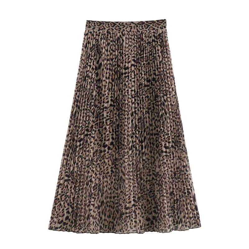 

Kaslead New Arrival Women s Fashion Style Fashion Casual Minimalist Easiest for Match Leopard Print Pleated Skirt Leopard print L