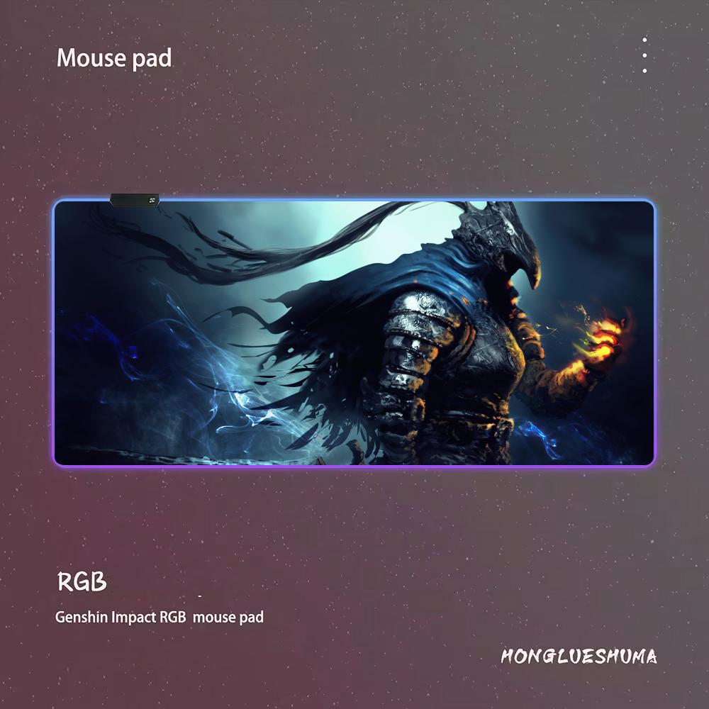 D-Dark SoulsES Mouse Pad RGB Gaming Mouse Pad Desk Mat HD Gamer Large LED Light XXL MousePads