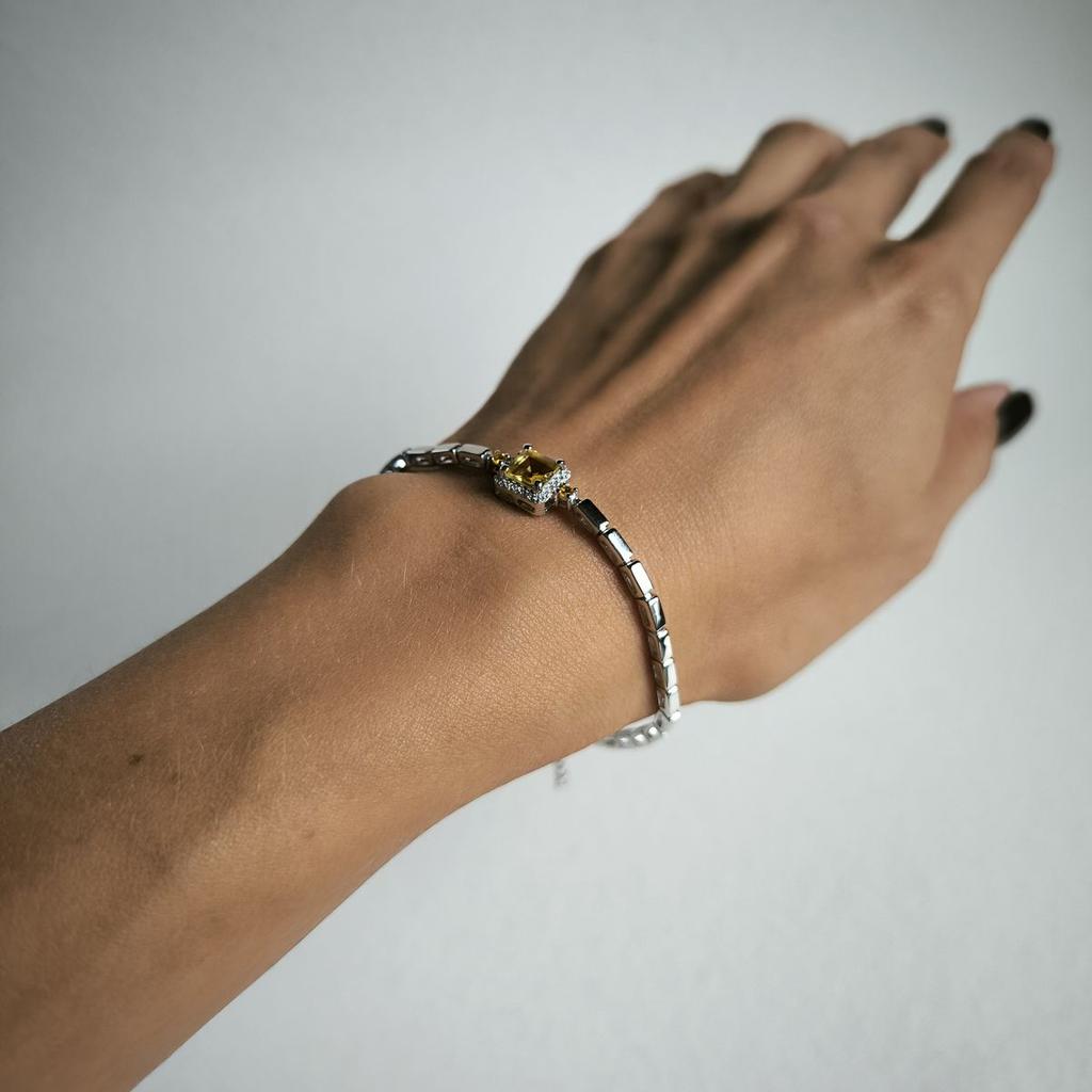 Серебряный браслет с цитрином nano 7.51ct, вес изделия 7,95 гр (2190769)