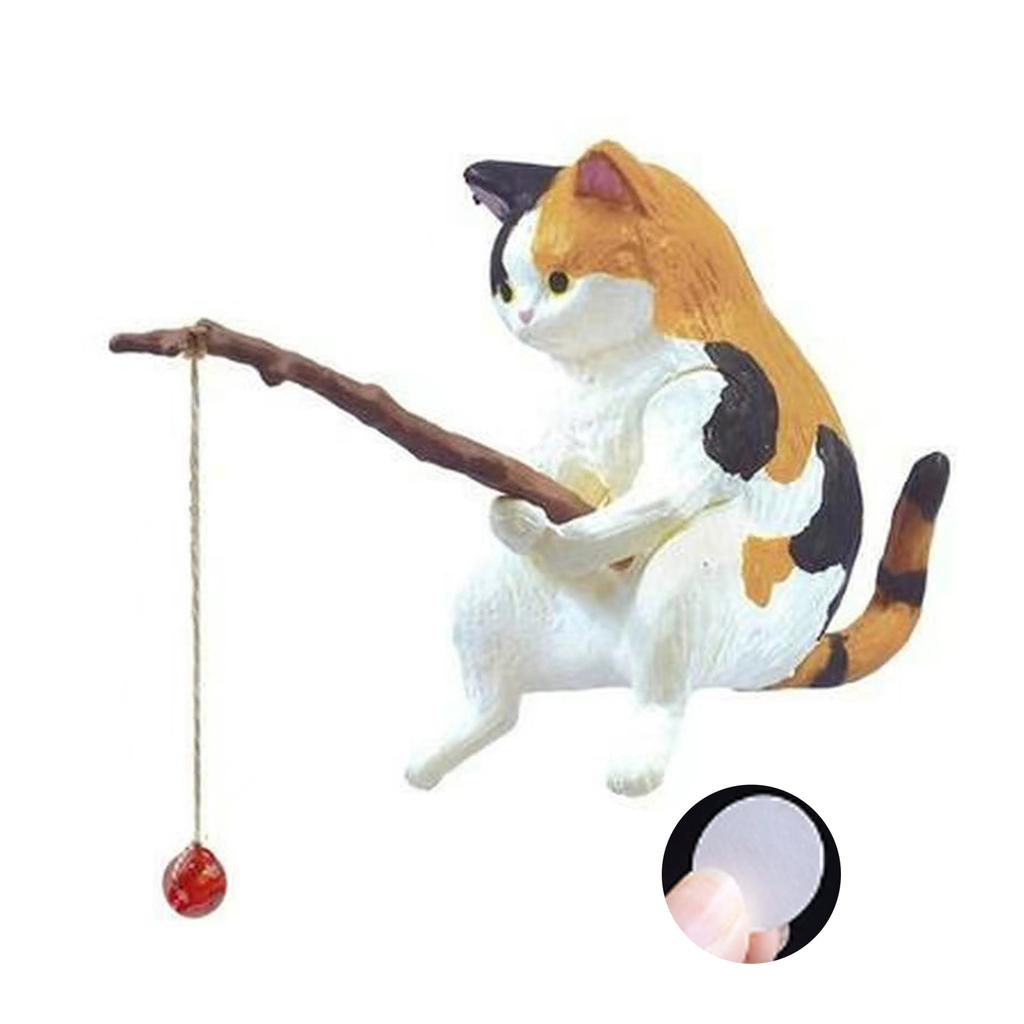 Funny Fishing Cats Figurine Safe Dashboard Display Resin Automotive Interior Decoration Rearview Air Outlet Pendant