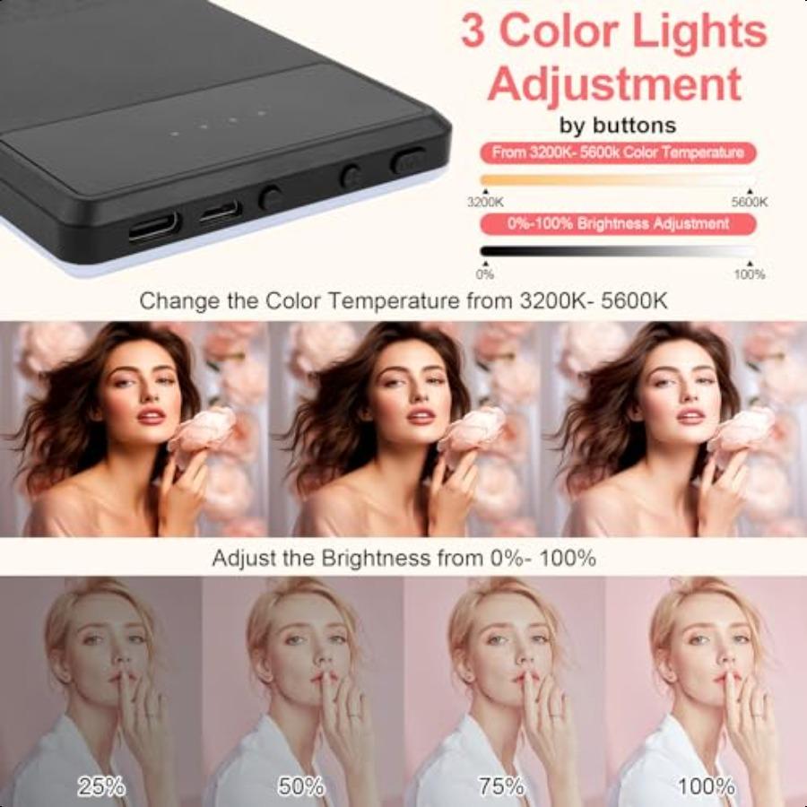 

XIOHONG Перезаряжаемый зажимной заполняющий свет для видеоконференций, свет для селфи для телефона, Android-камеры, iPad, ноутбука, светодиодный телефон для макияжа Ti United States