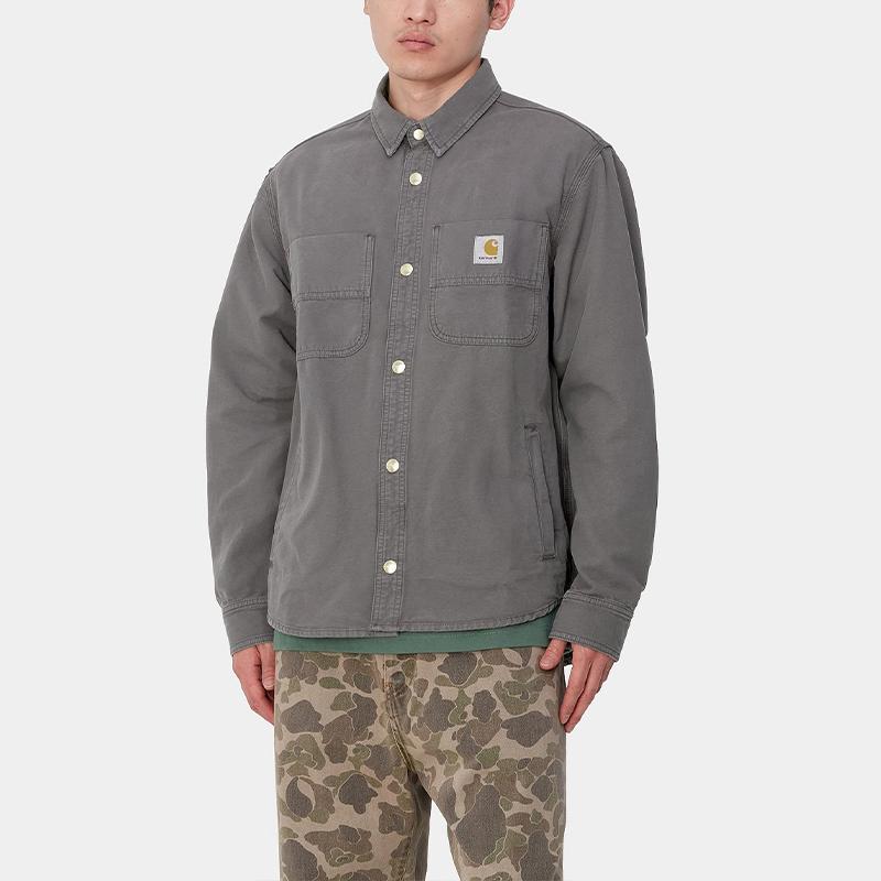 Carhartt WIP FW24 Conro Shirt Jacket With Triple-Stitched Buttons And Front Pocket Unisex Jackets Graphite-Gray I033767-87-4J
