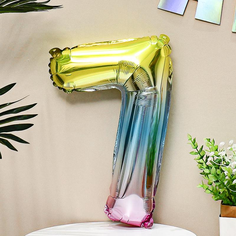 16-Inch Colorful Rainbow Gradient Aluminum Balloon for Kids' Birthday Decoration, Ages 1-5
