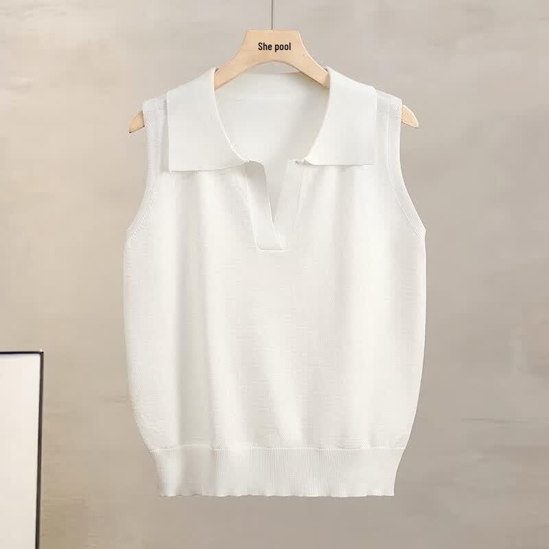 Women s Lyocell Blend Sleeveless Knit Lapel Vest One Size