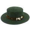 Hot Sale Straw Top Hat Fashion Pearl Accessories Panama Shade Straw Hat Women's Summer Big Eaves Beach Hat