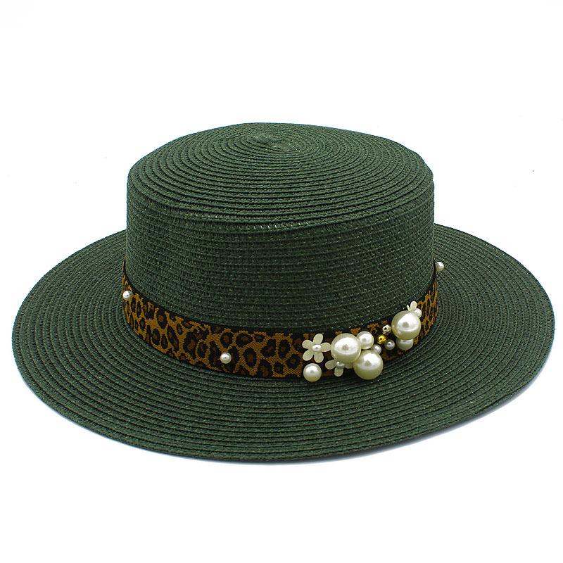 Hot Sale Straw Top Hat Fashion Pearl Accessories Panama Shade Straw Hat Women's Summer Big Eaves Beach Hat