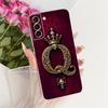 Transparent For Samsung Galaxy S21 FE 5G Case Cover Aesthetic Luxury Crown Letters 2D Flat Pattern Soft Casing SM-G990B