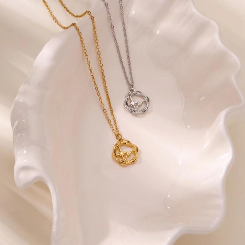 Stainless Steel Star Heart Rate Necklace Feminine Charm Pendant Chain Wedding Party Couple Jewelry Gifts New Trend